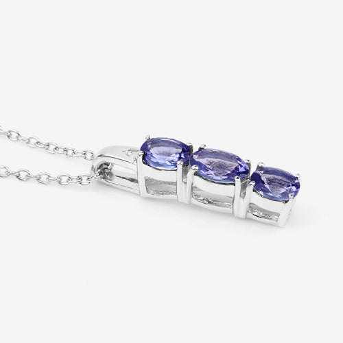 Colgante de plata de ley .925 con tanzanita genuina de 1,11 quilates y diamantes blancos