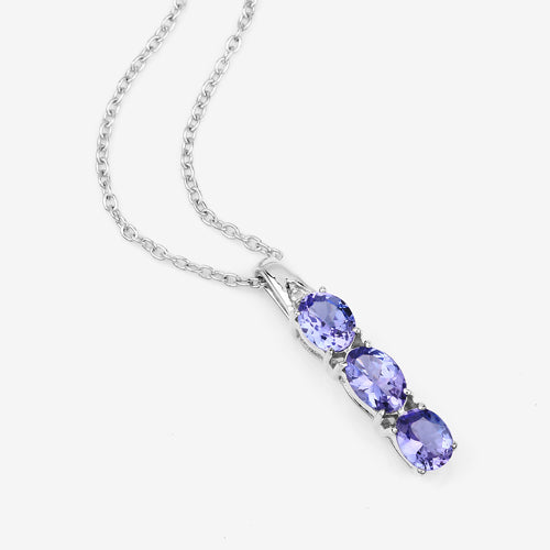 Colgante de plata de ley .925 con tanzanita genuina de 1,11 quilates y diamantes blancos