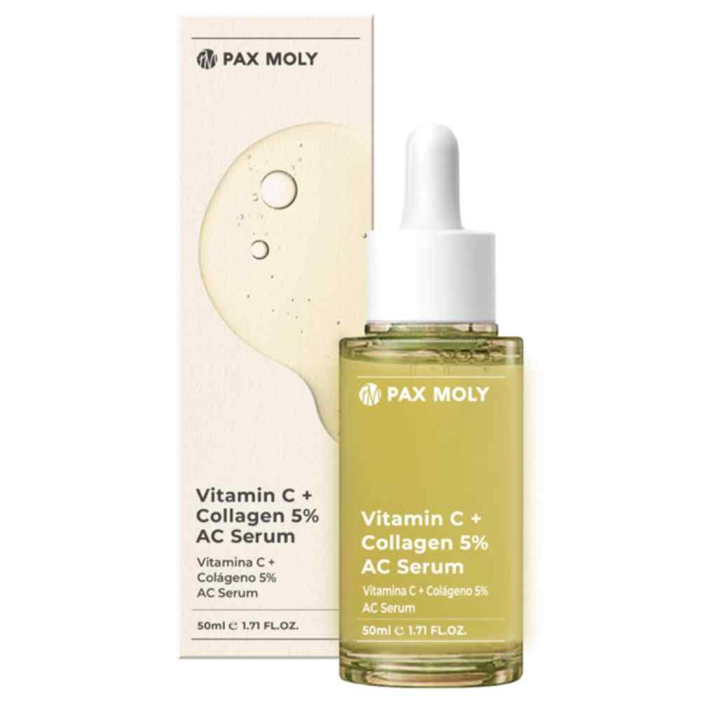 PaxMoly, Ac Serum, Vitamin C + Collagen 5%, Hydrating & Brightening, Day & Night, Serum, For Face, 50 ml