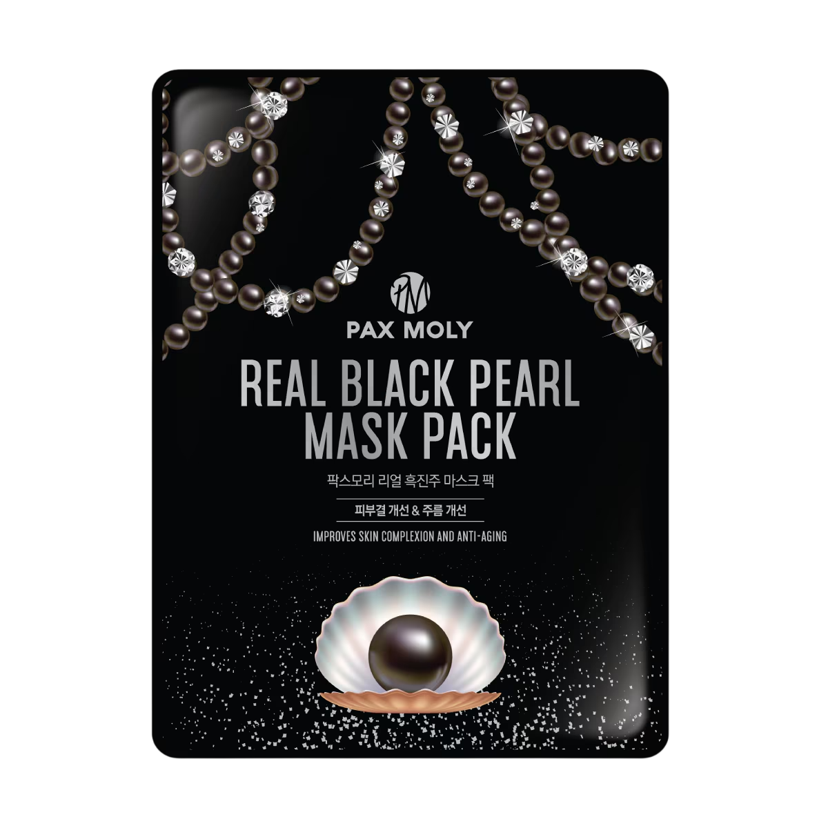 PaxMoly, Real Black Pearl, Anti-Aging, Sheet Mask, For Face, 25 ml
