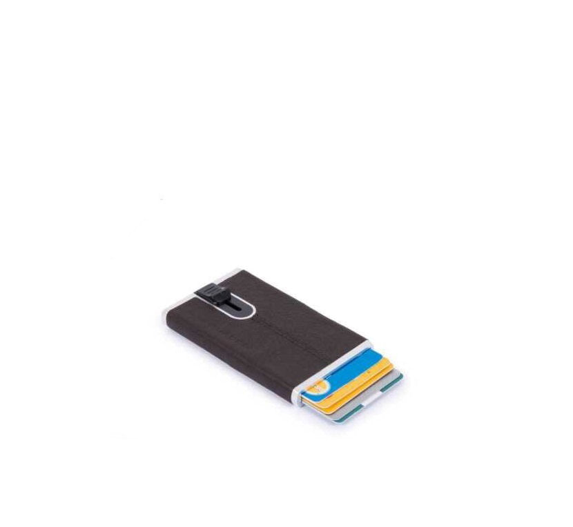 Piquadro, Black Square, Leather Card Holder, Square Sliding System, PP4825B3R-TM, Brown, For Men - view 2
