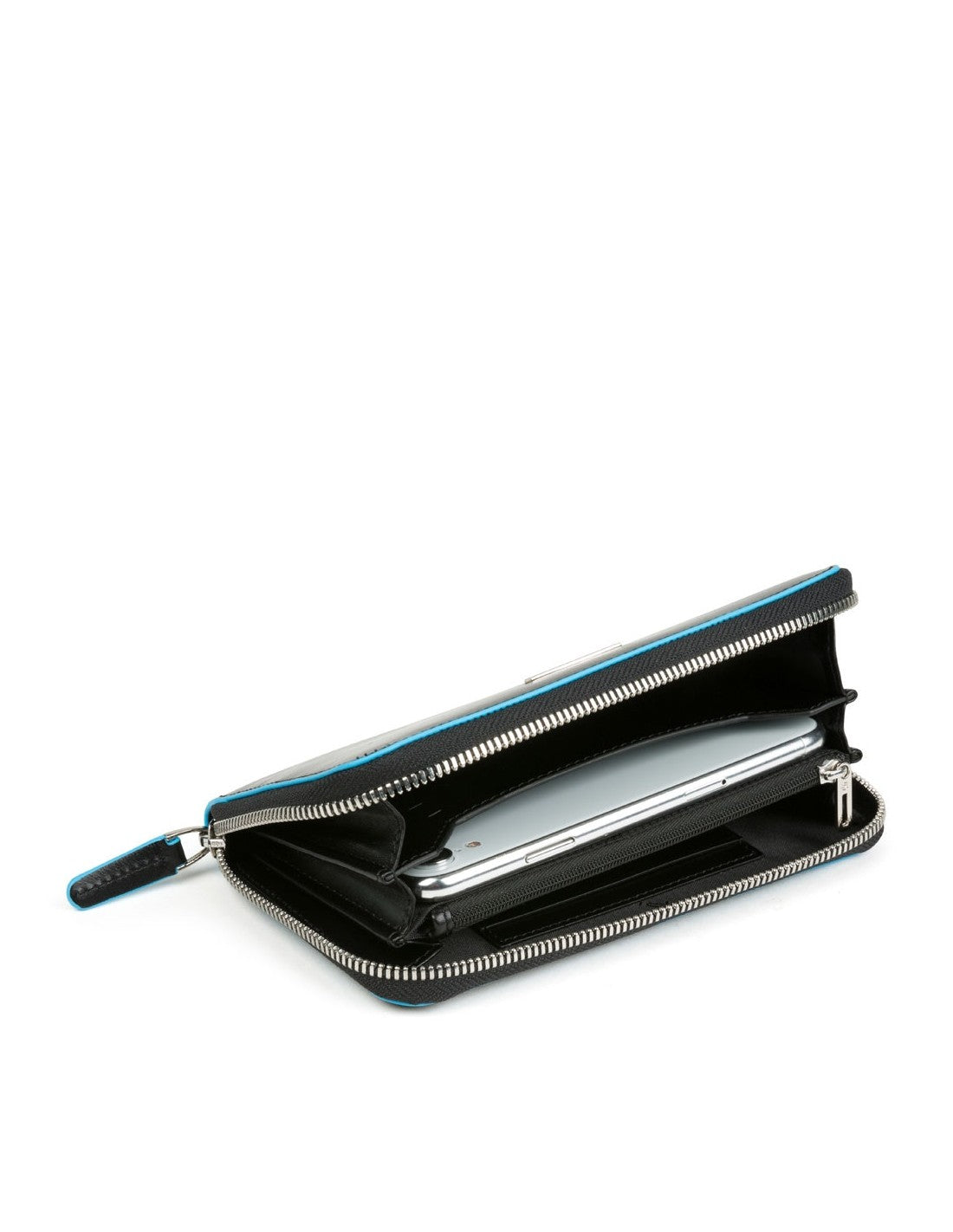 Piquadro, Blue Square, Leather Wallet, Black, For Women