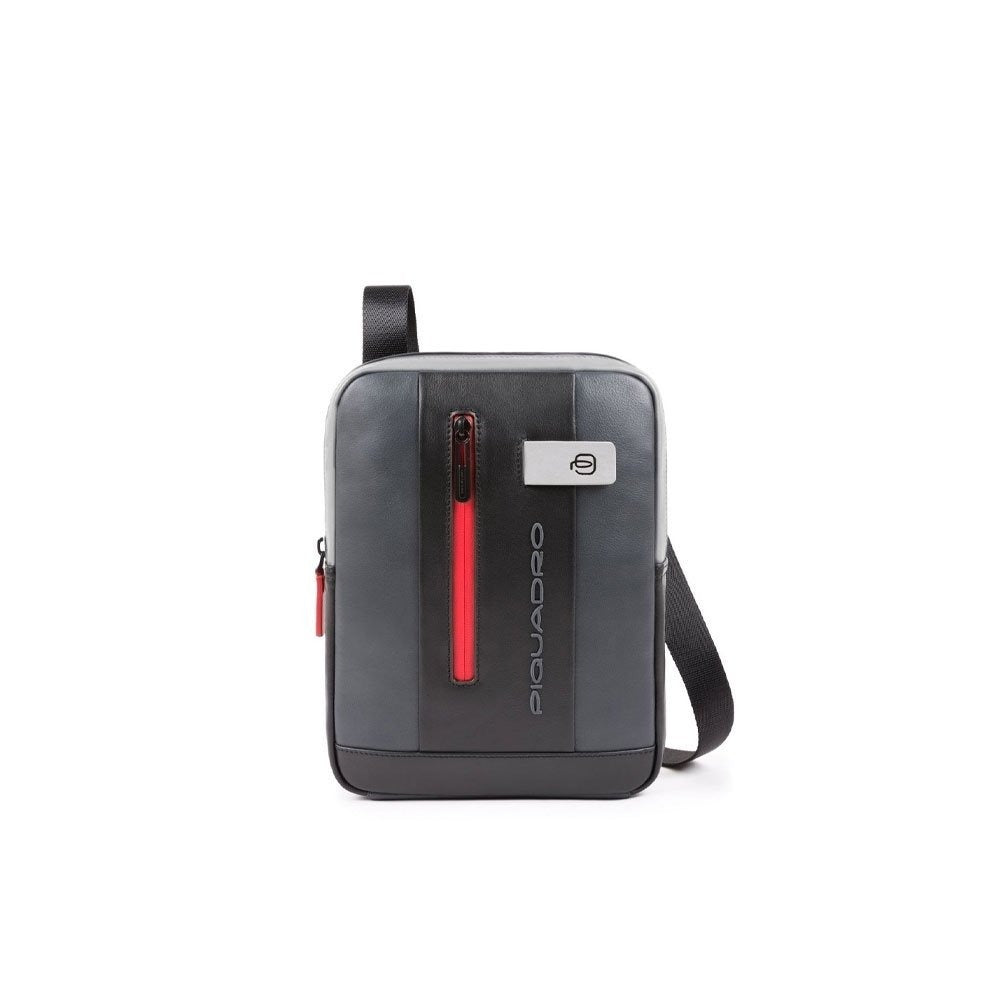 Piquadro, Urban, iPad Sleeve, Leather Crossbody Bag, Black/Grey, CA1816UB00, 21 x 27 x 6 cm, For Men