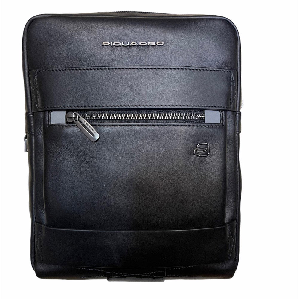 Piquadro, Obidos, Small, Leather Crossbody Bag, Black, 22 x 28 x 5 cm, For Men