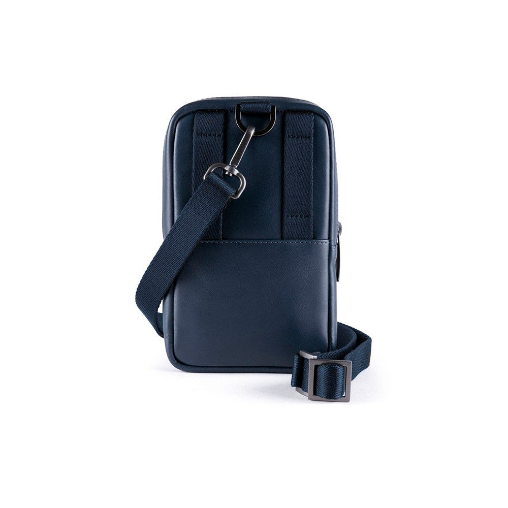 Piquadro, Piquadro, Phone Organizer, Leather Crossbody Bag, Blue, 18 x 12 x 2.50 cm, For Men