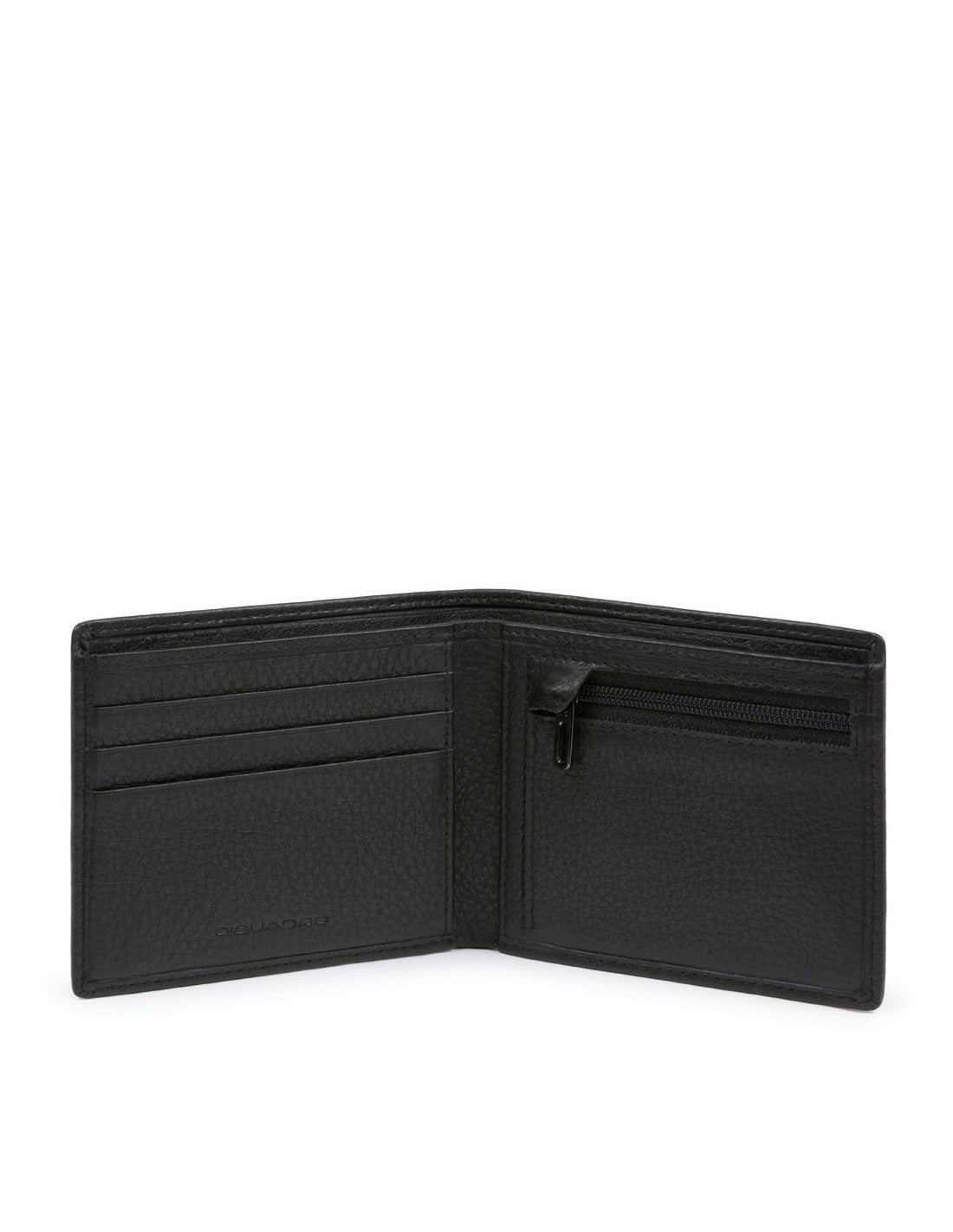 Piquadro, Piquadro, Leather Wallet, With Zipped Coin Pocket, Black, For Men