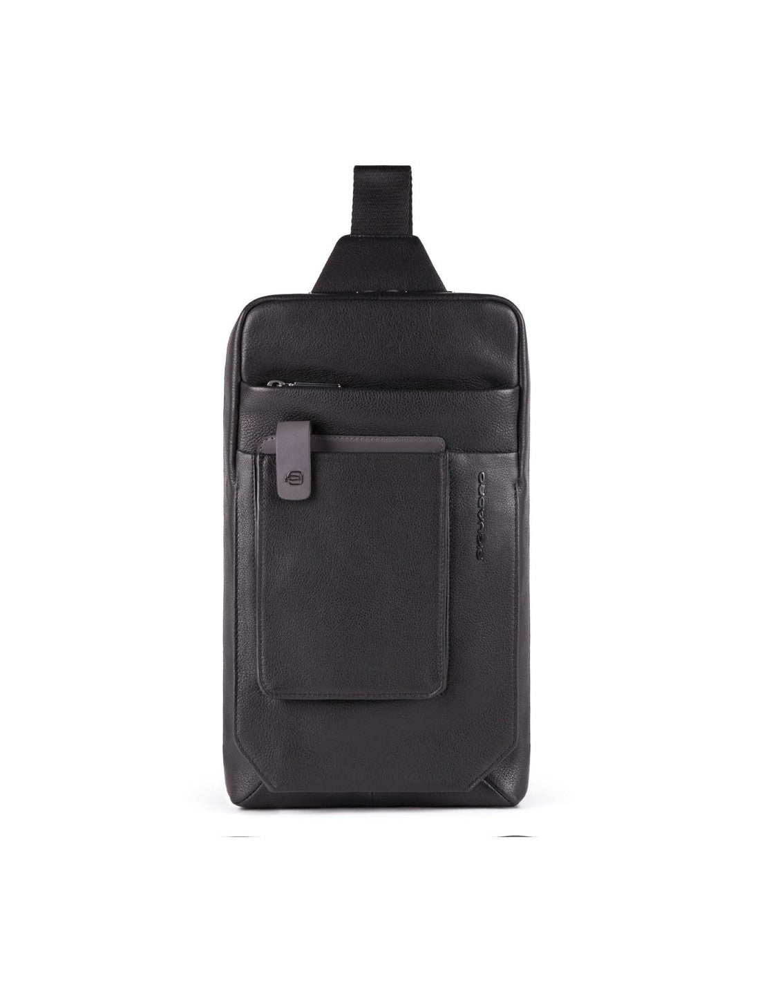 Piquadro, Tallin, Leather Bag, Mono Sling, Black, For Men, 20 x 33 x 5 cm