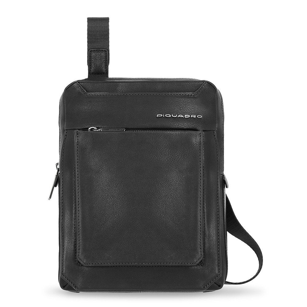 Piquadro, Tallin, iPad Sleeve, Leather Crossbody Bag, Black, CA1816W108, 21.5 x 27 x 7 cm, For Men