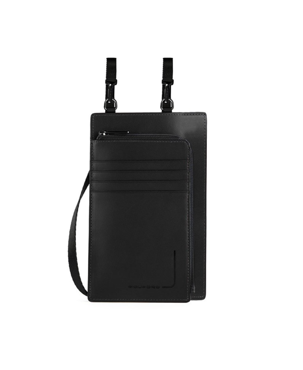 Piquadro, Tasche, Leather Crossbody Bag, Black, 11.5 x 19 x 2 cm, For Women