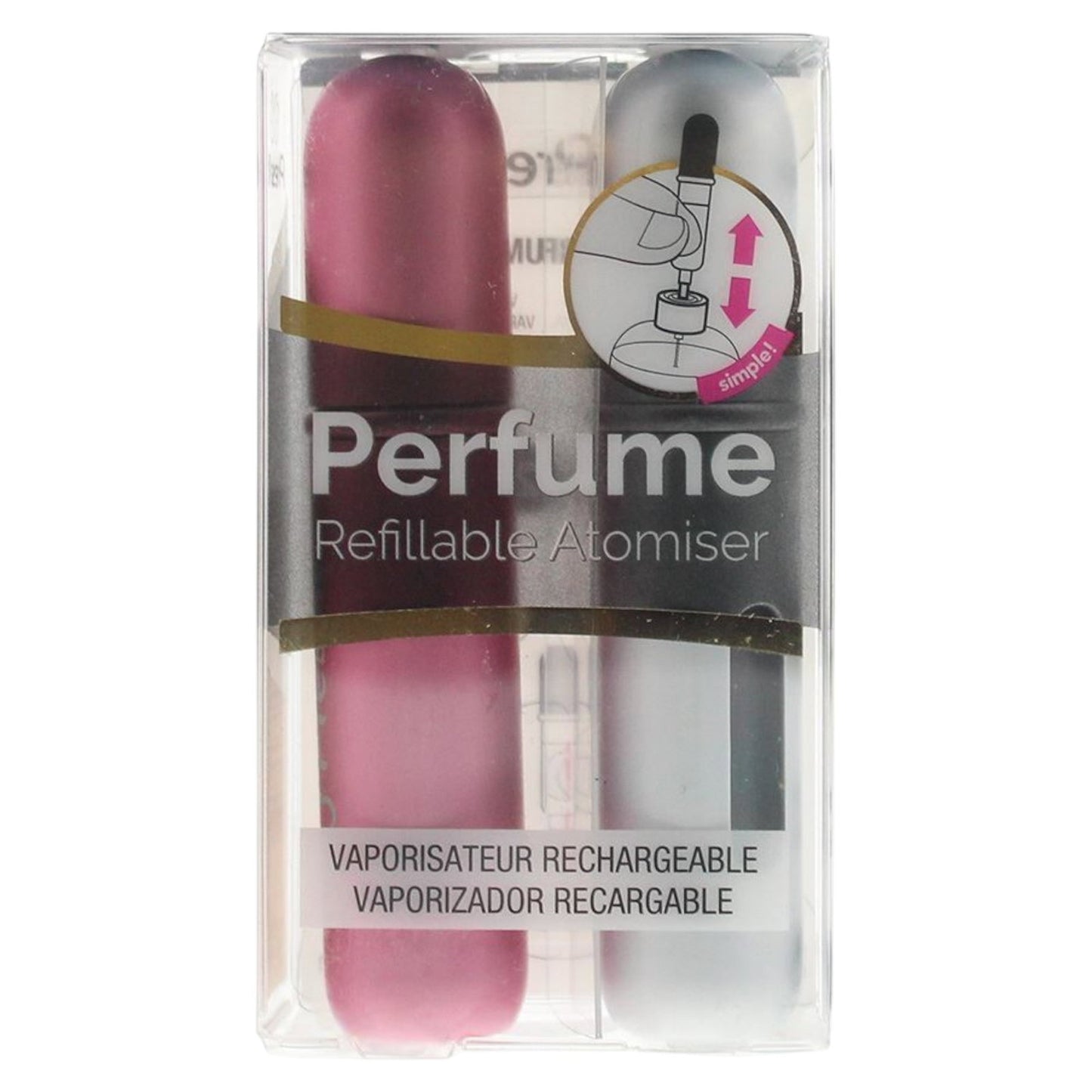 Set Duo, Pressit, Pink & Silver, Refillable Atomizer Case, 2 pcs
