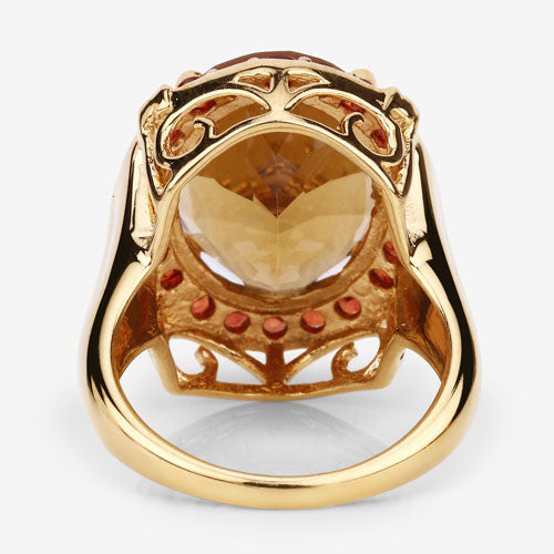 Anillo de plata de ley .925 con citrino genuino de 9,38 quilates y zafiro naranja