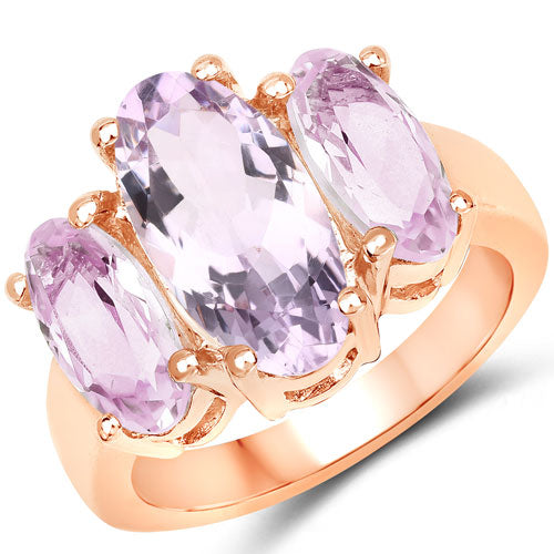 Anillo de plata de ley .925 con amatista rosa genuina de 5.44 quilates