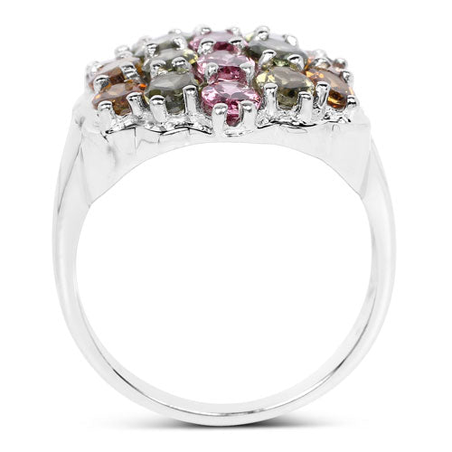 Anillo de Plata Esterlina .925 con Turmalina Multicolor Genuina de 5.89 Quilates