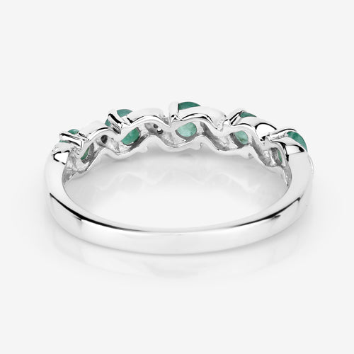 0.54 Carat Genuine Emerald and White Topaz .925 Sterling Silver Ring