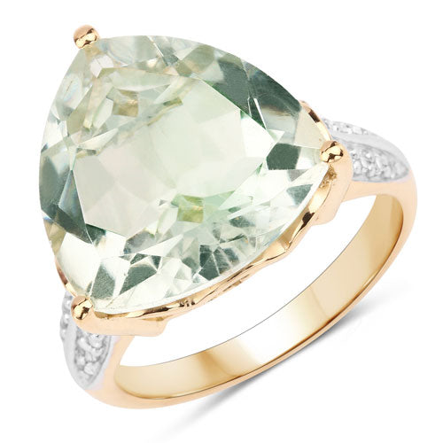 Anillo de plata esterlina .925 con amatista verde genuina de 8.08 quilates y topacio blanco
