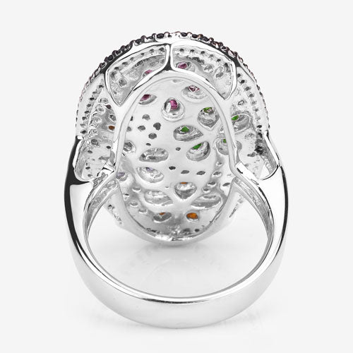 Anillo de plata de ley .925 con varias piedras preciosas de 5.01 quilates