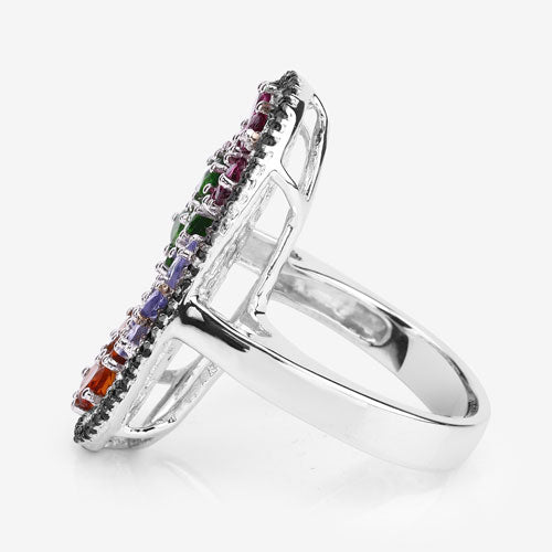 Anillo de plata de ley .925 con varias piedras preciosas de 5.01 quilates