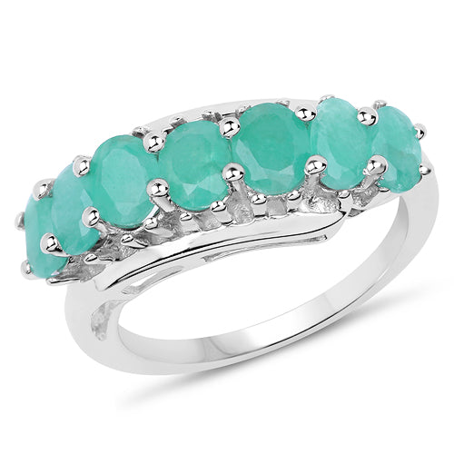 Anillo de plata de ley con esmeralda genuina de 1,64 quilates