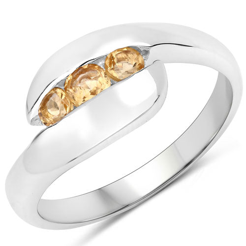 Anillo de plata de ley .925 con citrino auténtico de 0,55 quilates