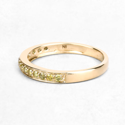 0.32 Carat Genuine Yellow Diamond 14K Yellow Gold Ring (I1-I2)