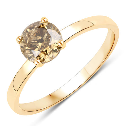 Anillo de oro amarillo de 14 quilates con diamante genuino LB de 1,01 quilates