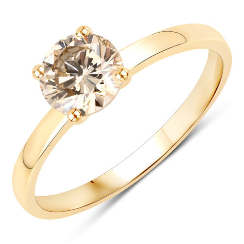 Anillo de oro amarillo de 14K con diamante TTLB genuino de 1.00 quilates