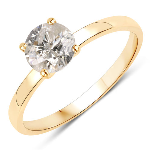 Anillo de oro amarillo de 14K con diamante genuino TLC de 1,02 quilates