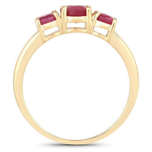 Anillo de oro amarillo de 14K con rubí auténtico de 1,15 quilates