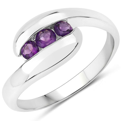 Anillo de plata de ley .925 con amatista genuina de 0,54 quilates