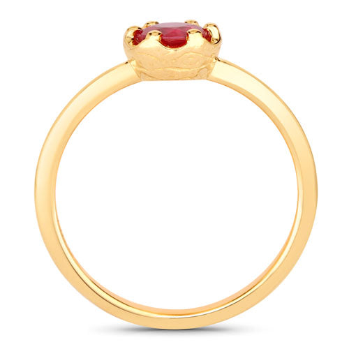 Anillo de oro amarillo de 14 quilates con rubí auténtico de 0,50 quilates