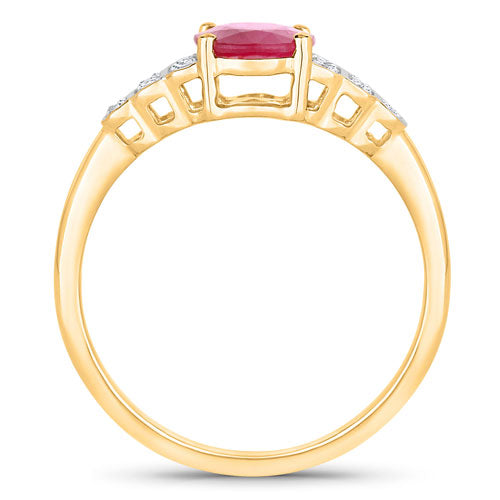 Anillo de oro amarillo de 14K con rubí genuino de 1.52 quilates y diamantes blancos