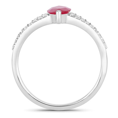 Anillo de oro blanco de 14 quilates con rubí genuino de 1,58 quilates y diamante blanco