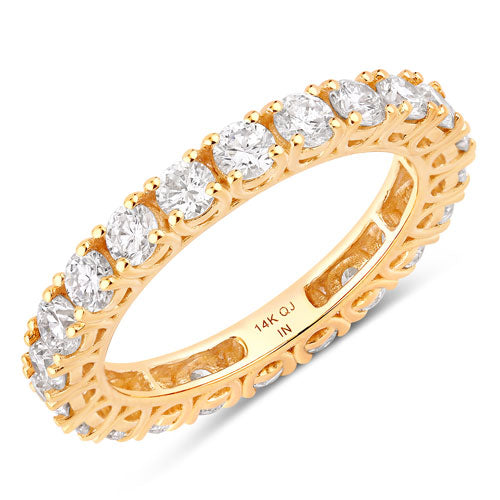 Anillo de oro amarillo de 14 quilates con diamante de laboratorio de 2,00 quilates
