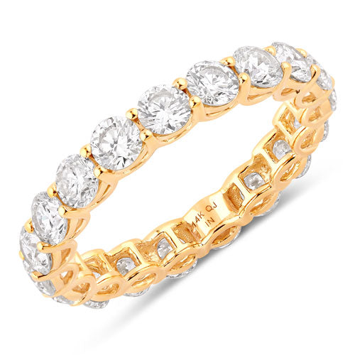 Anillo de oro amarillo de 14 quilates con diamante cultivado en laboratorio de 3,00 quilates