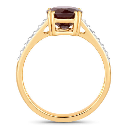 Anillo de oro amarillo de 14K con rubí auténtico de 2,20 quilates y diamantes blancos
