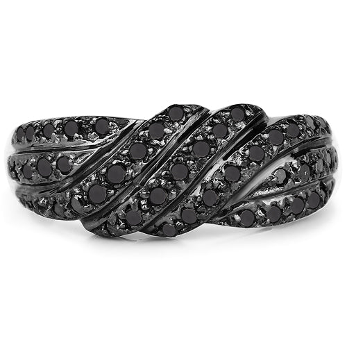 Anillo de plata esterlina .925 con diamante negro auténtico de 0.35 quilates