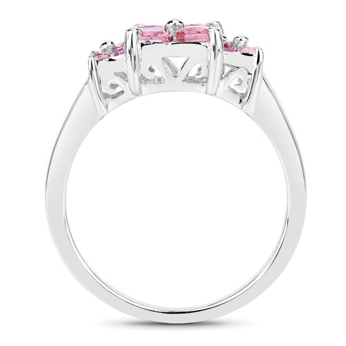 Anillo de plata de ley .925 con zafiro rosa auténtico de 0.96 quilates