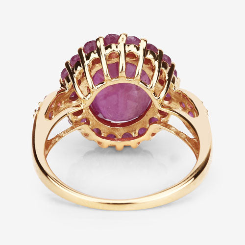 5.09 Carat Glass Filled Ruby and Ruby .925 Sterling Silver Ring