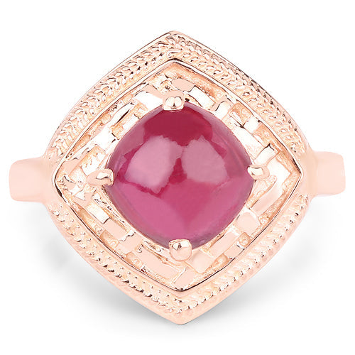 Anillo de plata de ley .925 con rubí genuino de 3,15 quilates relleno de vidrio, chapado en oro rosa de 14 quilates