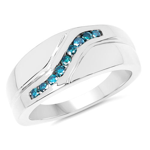 Anillo de plata de ley .925 con diamante azul auténtico de 0.27 quilates