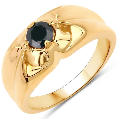 Anillo de Plata de Ley .925 con Diamante Negro Genuino de 0,50 Quilates