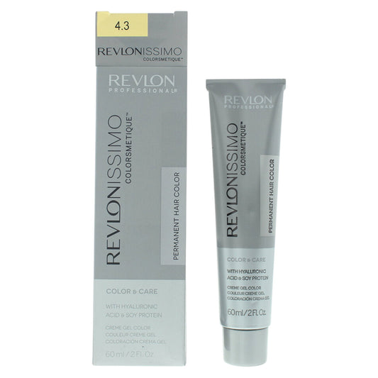 Revlon, Revlonissimo Colorsmetique, Hyaluronic Acid, Permanent Hair Dye, 4.3 Medium Golden Brown, 60 ml