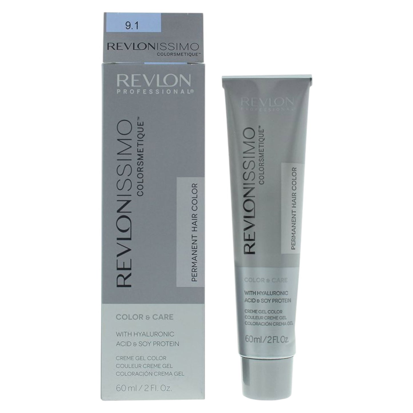 Revlon, Revlonissimo Colorsmetique, Hyaluronic Acid, Permanent Hair Dye, 9.1 Very Light Ash Blonde, 60 ml