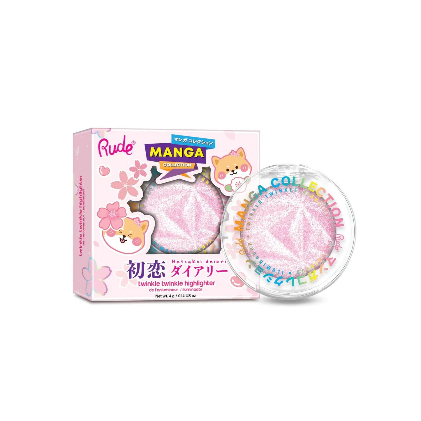 Rude Cosmetics, Twinkle Twinkle, Illuminating, Highlighter Palette, Sawa-Chan's Heart, 4 g