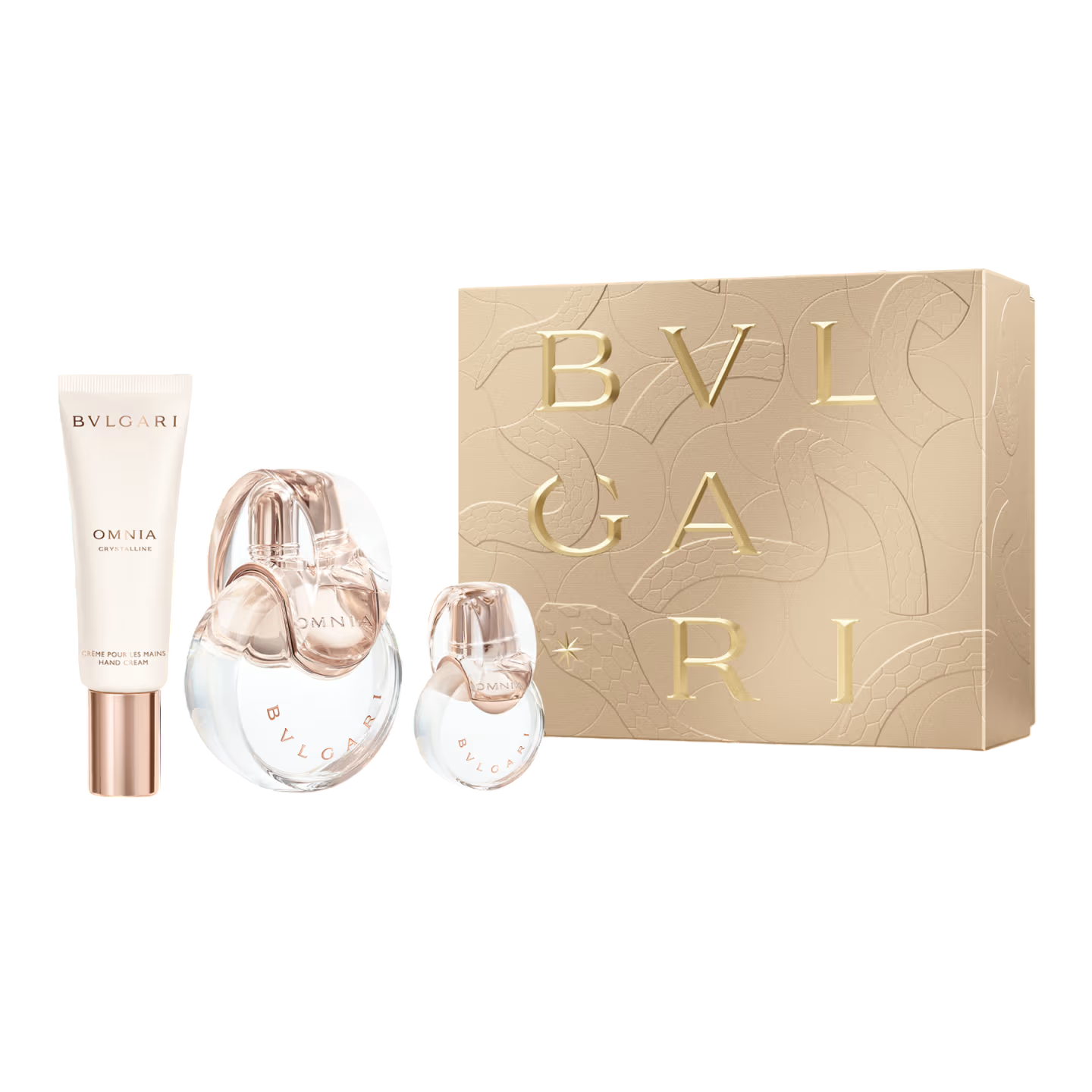 Set Bvlgari: Omnia Crystalline, Eau De Toilette, For Women, 100 ml + Omnia Crystalline, Eau De Toilette, For Women, 15 ml *Miniature + Omnia Crystalline, Hydrating, Hand Cream, 40 ml
