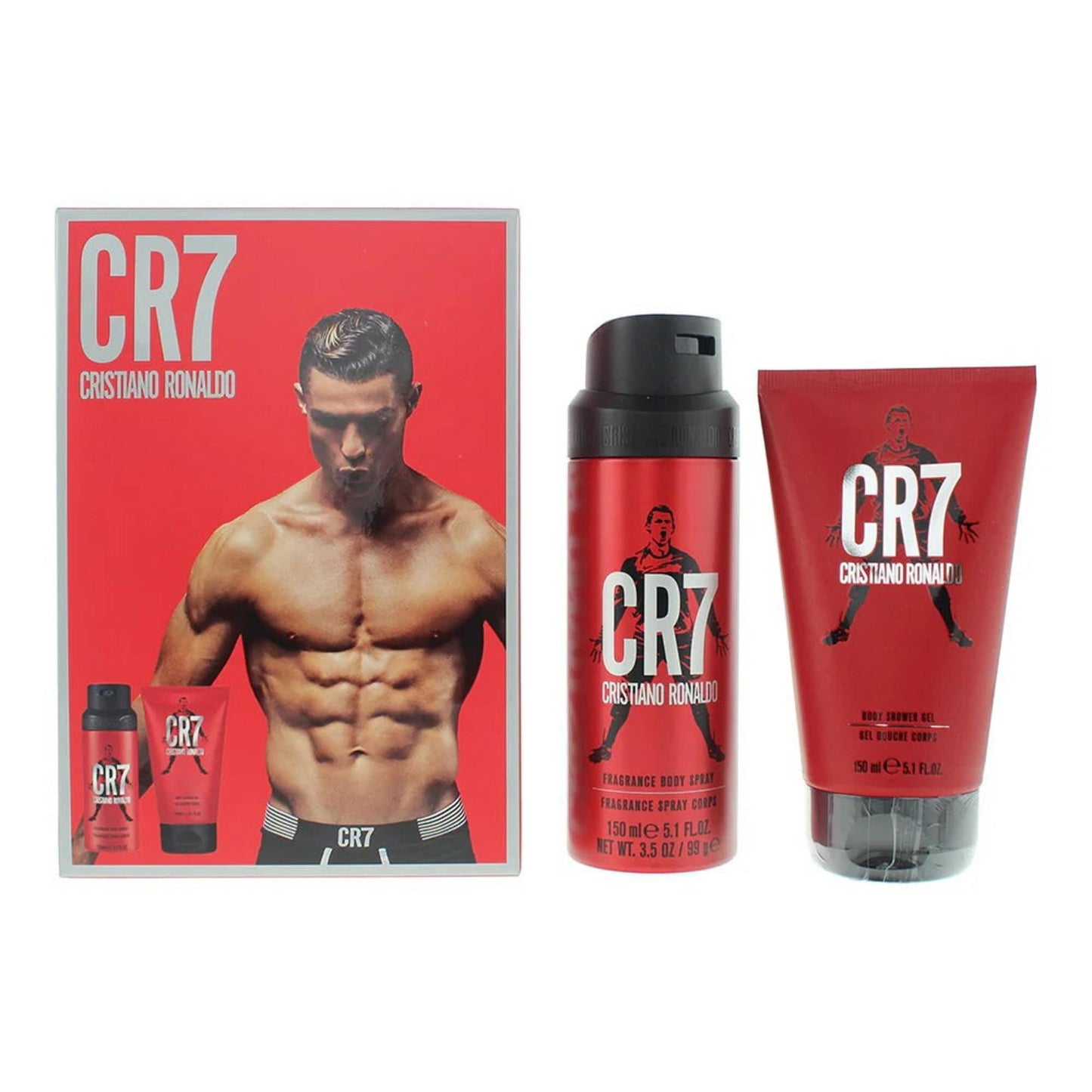 Set Cristiano Ronaldo: CR7, Shower Gel, For All Skin Types, 150 ml + CR7, Scented Spray, For Men, 150 ml