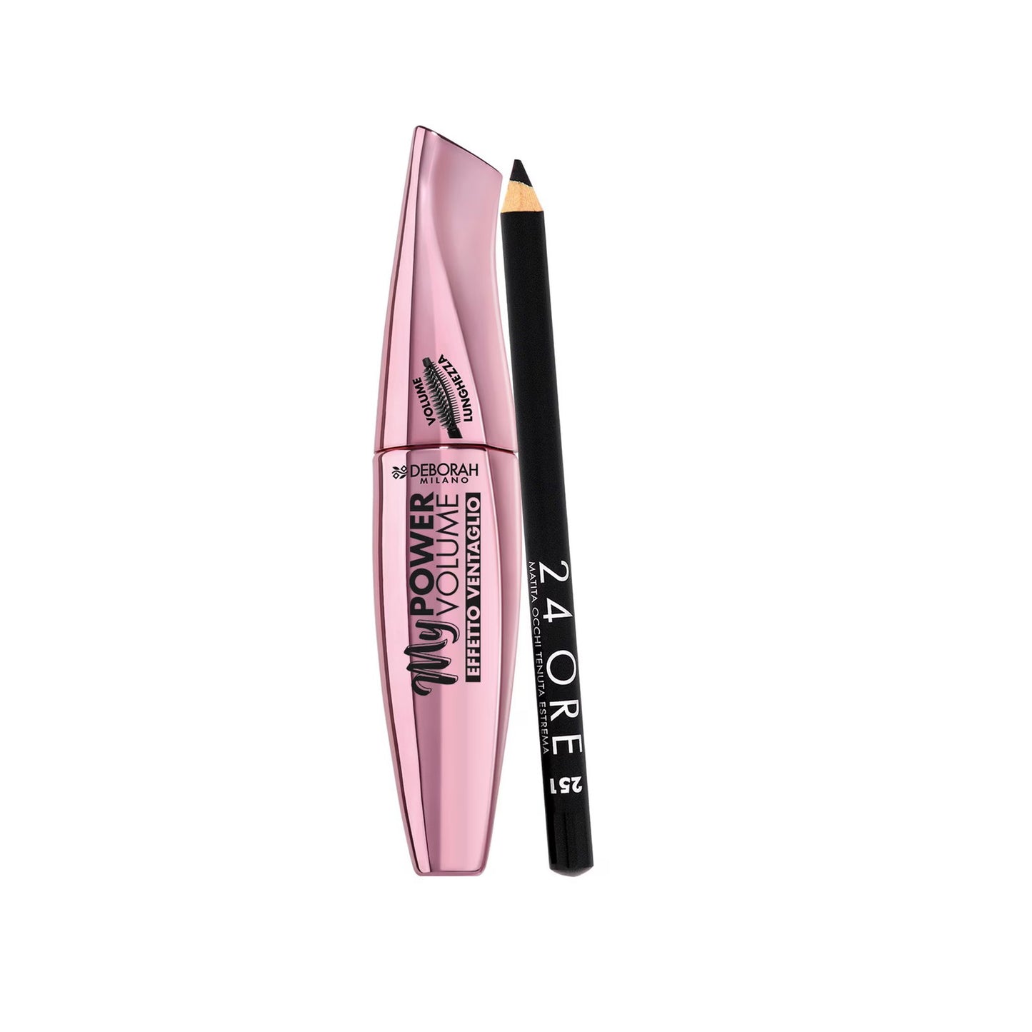 Set Deborah: 24H Extra, Gel Pencil Eyeliner, Black, 1.5 g + My Power, Waterproof, Volumizing, Mascara, Black
