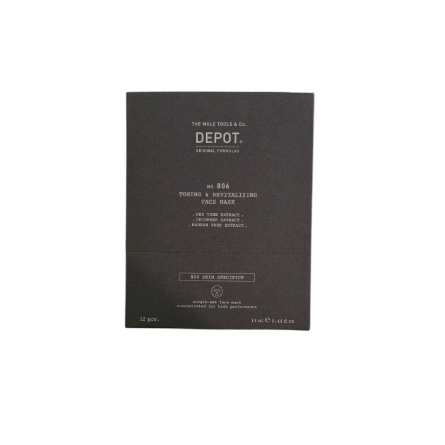 Set, Depot, 800 Skin Specifics No. 806, Hyaluronic Acid, Toning & Revitalizing, Sheet Mask, For Face, Day, 12 pcs, 13 ml