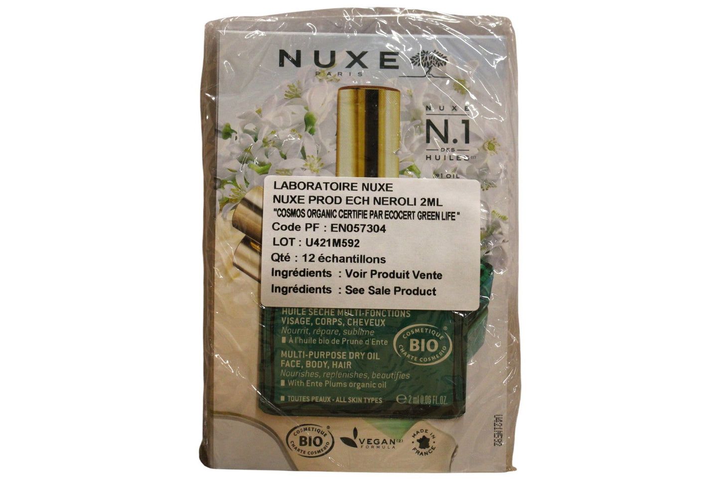 Set Duo, Nuxe, Huile Prodigieuse Multi-Purpose Neroli, Hydrating & Repairing, Body Oil, For Body, Face & Hair, 12 pcs, 2 ml *Sample