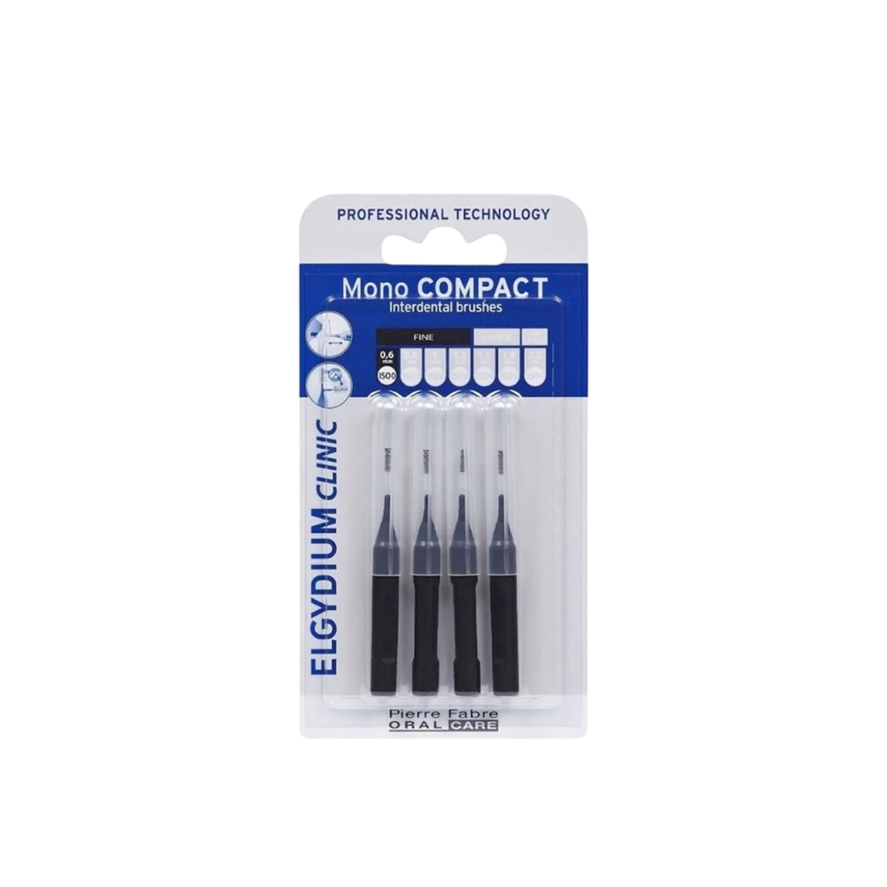 Set, Elgydium, Interdental Brush, Black, 4 pcs